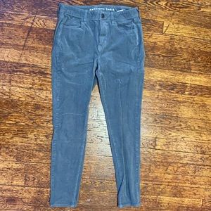 Gray American Eagle Hi-Rise Corduroy Skinny Pants